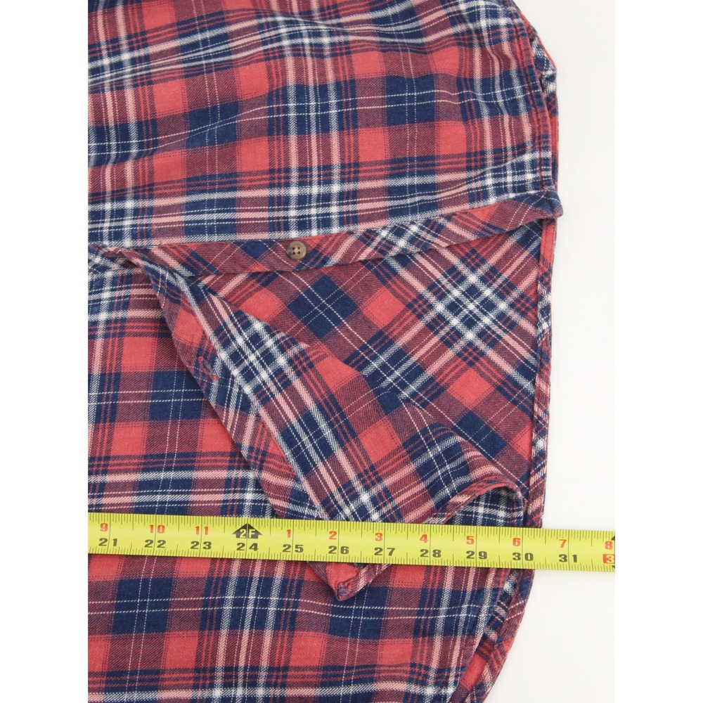 J Jill Denim Plaid Flannel Shirt Large Pink Blue Long Sleeve - Picture 7 of 10